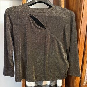 DKNY Womens Black Top with Gold Shimmer (L)